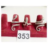 THREE SNAKE RINGS ONE SIZE 11 TWO SIZE 7 ONE 925