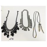 DARK METAL BLACK GLASS PEAR SHAPE DROPS GRADUATED