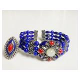 CAROLYN POLLACK RING AND BRACELET WITH LAPIS AND