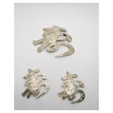 3 STERLING GOOD LUCK PINS 0.885 OZT