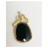 NECKLACE PENDANT IN GOLD FILLED SETTING BLACK