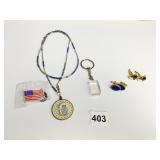 TWO PAIR CUFFLINKS BLUE STONE 1/20 14KGF LUCITE