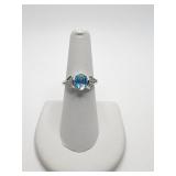 STERLING 2.10 CT BLUE TOPAZ RING SZ 7 0.115 OZT