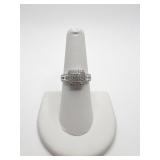 STERLING CUSHION CUT 1/2 DIAMON TW RING SZ 7