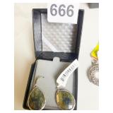 LABRADORITE PIERCED EARRINGS BOXED