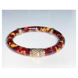 MOTTLED BROWN AND AMBER COLOR HINGED BRACELET