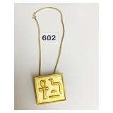 KENNETH LANE GOLD TONE NECKLACE WITH SQUARE TILE