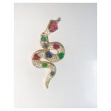 CHRISTIAN DIOR SNAKE PIN WITH RHINESTONES AND