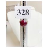 SILVER 925 RING SIZE 8 LARGE PURPLE STONE