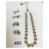 DREAM NECKLACE WITH LARGE CLEAR GLASS FOUR PAIRS