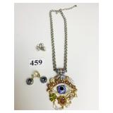 KIRKS FOLLY EVIL EYE PENDANT NECKLACE GOLD TONE