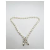 PEARL NECKLACE 14" WITH CENTER PENDANT WITH 4