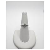 STERLING DIAMOND SOLITAIRE RING SZ 7. 0.050 OZT