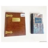 TWO STORAGE BOXES ON WOOD WITH BRASS HINGES AND