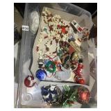 ASSORTED CHRISTMAS ORNAMENTS AND CANDLE
