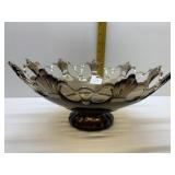 AMBER ART GLASS CENTER PIECE BOWL