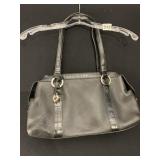 BLACK LEATHER PURSE AND RED LINER