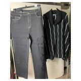 QUAKER FACTORY BLACK SEQUIN HEART JEANS SIZE 1X