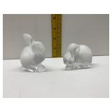 LALIQUE TO CRYSTAL BUNNIES 3" & 3.5" H FROSTED