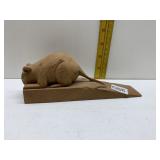 WOOD MOUSE CARVED DOORSTOP