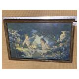 FRAMED LADIES HAVING A PICNIC PRINT