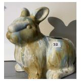 GLAZED BUNNY PLANTER DRAINAGE HOLES BASE 10" H X