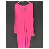 ST JOHN SIZE MED LONG SLEEVE HOT PINK DRESS WITH