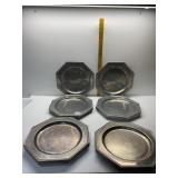 PEWTER OCTAGON WILTON PLATES 10.5"