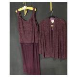 R&M RICHARDS SIZE 24 MAROON GLITTER JACKET AND