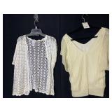TWO KNITTED LADIES TOPS IVORY OFF WHITE SIZE 14