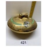 HAND PAINTED 22K GOLD COVERED DISH