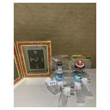SOLAR BIRD AND SNOWMAN, CLOCK PICTURE FRAME,