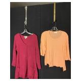TWO HABITAT TOPS ORANGE AND PINK TUNIC TOP SZ