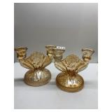 CARNIVAL GLASS CANDLE STICKS