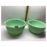 TWO JADEITE MIXING BOWLS