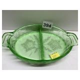 GREEN DEPRESSION DIVIDED DISH