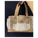 COACH TAN/ BROWN LEATHER TRIM PURSE