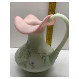 FENTON PITCHER HAND PAINTED SIGNED BASE 8.5" H