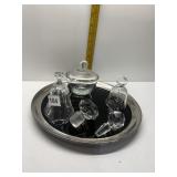 SILVER PLATE TRAY WITH BELLS AND STOPPER
