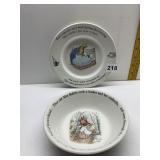 WEDGWOOD PETTER RABBIT PLATE AND BOWL
