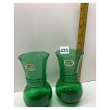 FOREST GREEN ANCHOR GLASS VASES