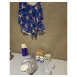 STAR SHIRT, MOLD, SALT/PEPPER, GLASS BOWLS