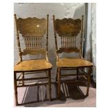 2 OAK HIGH BACK CHAIRS