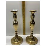 BRASS CANDLESTICKS W/ EXTENSIONS TOP CAPS AND