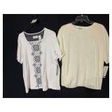 TWO ALFRED DUNNER LADIES WHITE TOPS ONE LARGE ONE