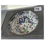 DRAGON DISH PEWTER SURROUND HAND PAINTED