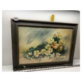 FLOWERS CASCADING OUT OF VASE PRINT 18" X 24"