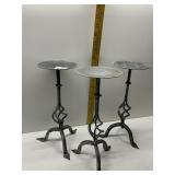 3 METAL 11" H CANDLE STANDS