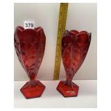 PAIR 10" OCTAGON BASE VASES