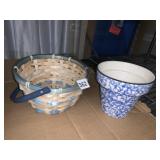 STANGL HAND PAINTED PLANTER AND BASKET W/ HANDLE